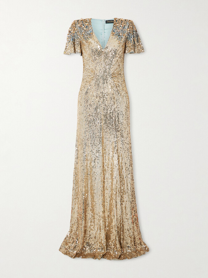 Jenny Packham - Manon Embellished Mesh Gown - Blue