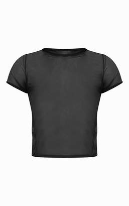 PrettyLittleThing Black Sheer Mesh T Shirt