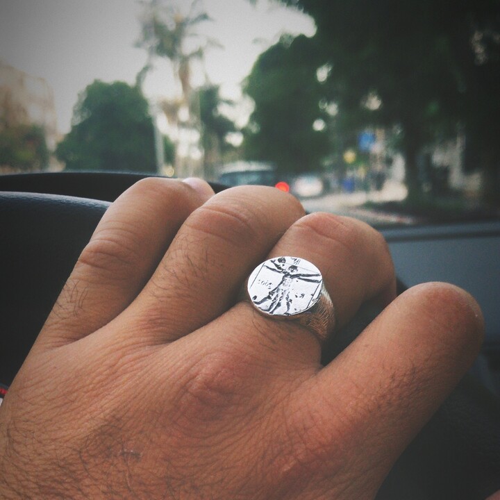 Etsy Sterling Silver Leonardo Da Vinci Signet Ring Signat Mens Mans De Vinci Statement For Him