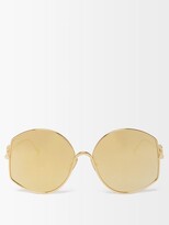 Thumbnail for your product : Loewe Eyewear - Oversized Mirrored Round Metal Sunglasses - Gold