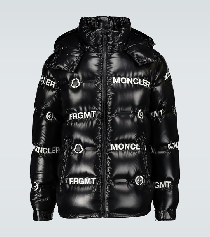 black shiny moncler jacket