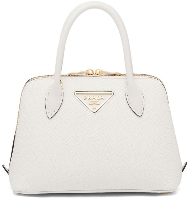 White Prada Promenade Saffiano Leather Bag