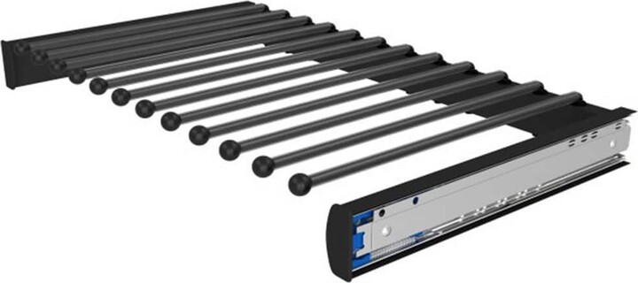 Rev-A-Shelf 24 in. Matte Black Elite Pullout Valet Rod Pants Organizer with Soft-Close for Custom Closet Systems