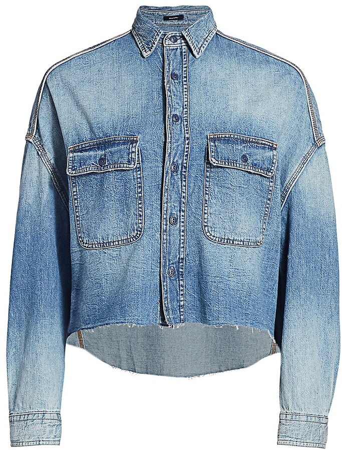 R13 Cropped Denim Shirt | Shop the world's largest collection of 