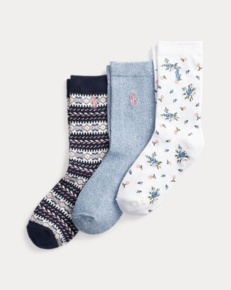 Polo Ralph Lauren Floral & Fair Isle Crew Sock 3-Pack