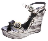 Thumbnail for your product : Sergio Rossi Patent Leather Printed Sandals Black