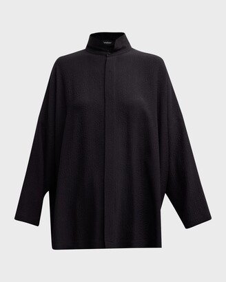 eskandar Wide Button-Sewn Shirt with Long Back