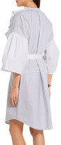 Thumbnail for your product : Tome Belted Ruffled Cotton-poplin Dress - White