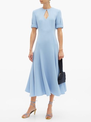 Emilia Wickstead Ludovica Keyhole-slit Wool-crepe Midi Dress - Light Blue