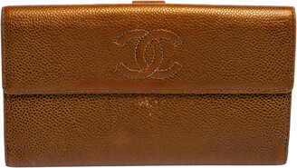 Chanel Gold Caviar Leather CC Timeless Flap Continental Wallet - ShopStyle