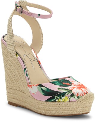 peep toe espadrille wedges with ankle ties