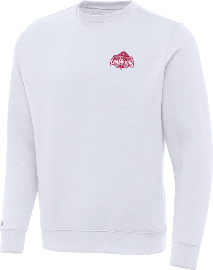 Antigua Adult 2024-25 National Champions Ohio State Buckeyes Victory White Crew Sweatshirt, Men's, Small