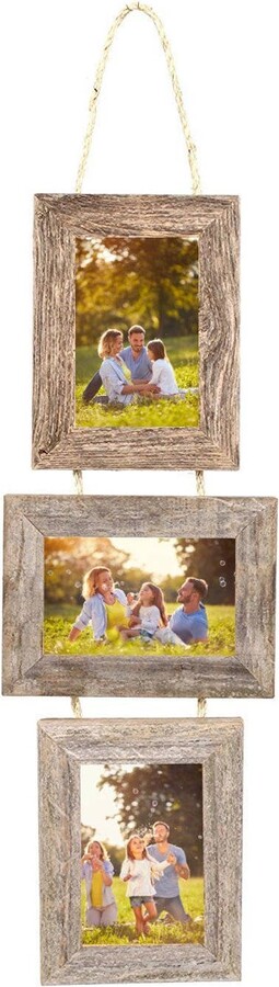 Etsy Barnwoodusa | Picture Frame Set Of 3 On Jute Rope 100% Up-Cycled Genuine Reclaimed Wood | Two Portrait, 1 Landscape