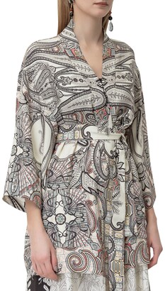 Etro Paisley Print Belted Poncho