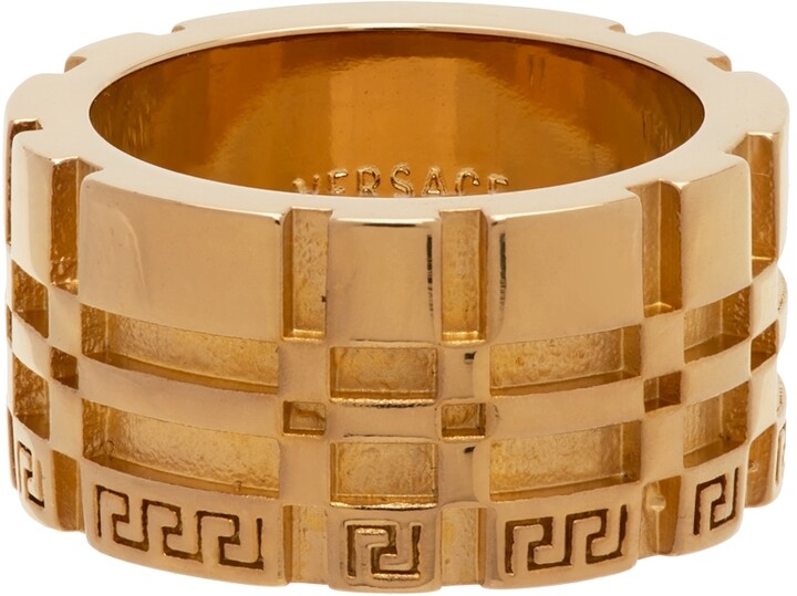 Versace Gold Greca Logo Band Ring - ShopStyle
