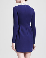 Thumbnail for your product : Valentino Long-Sleeve Dress with Detachable Leather Collar