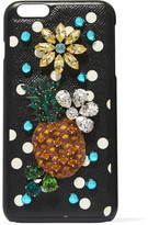 Thumbnail for your product : Dolce & Gabbana Embellished Printed Textured-leather Iphone 7 Plus Case - Black