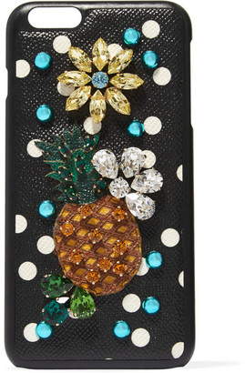 Dolce & Gabbana Embellished Printed Textured-leather Iphone 7 Plus Case - Black