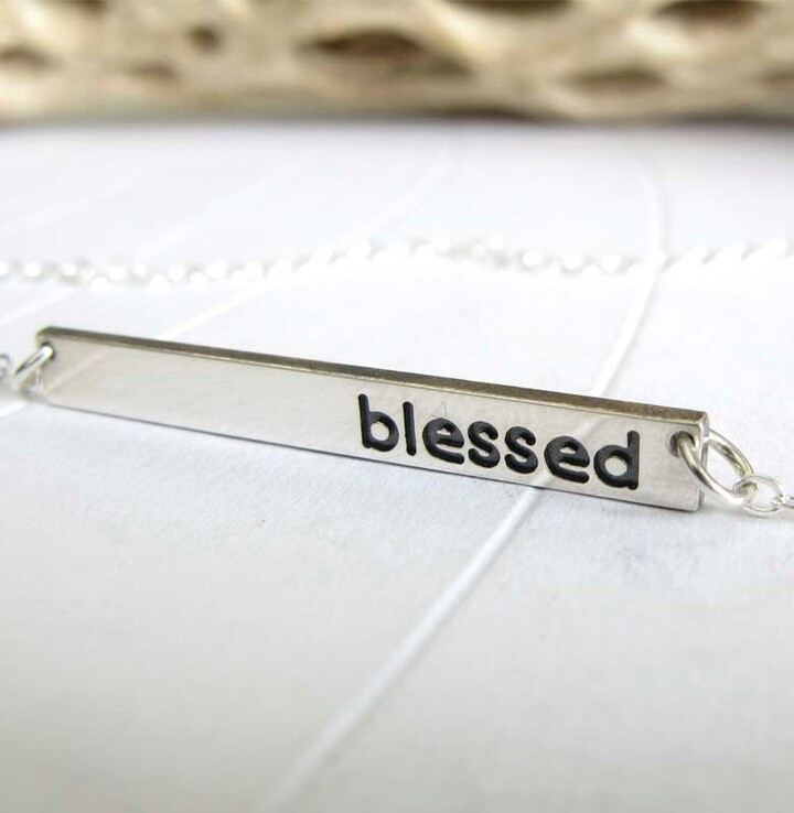 Etsy Tiny Bar Necklace Handmade in Sterling Silver Personalized With The Word Of Your Choice
