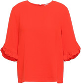 Thumbnail for your product : Ganni Ruffle-trimmed Stretch-crepe Top