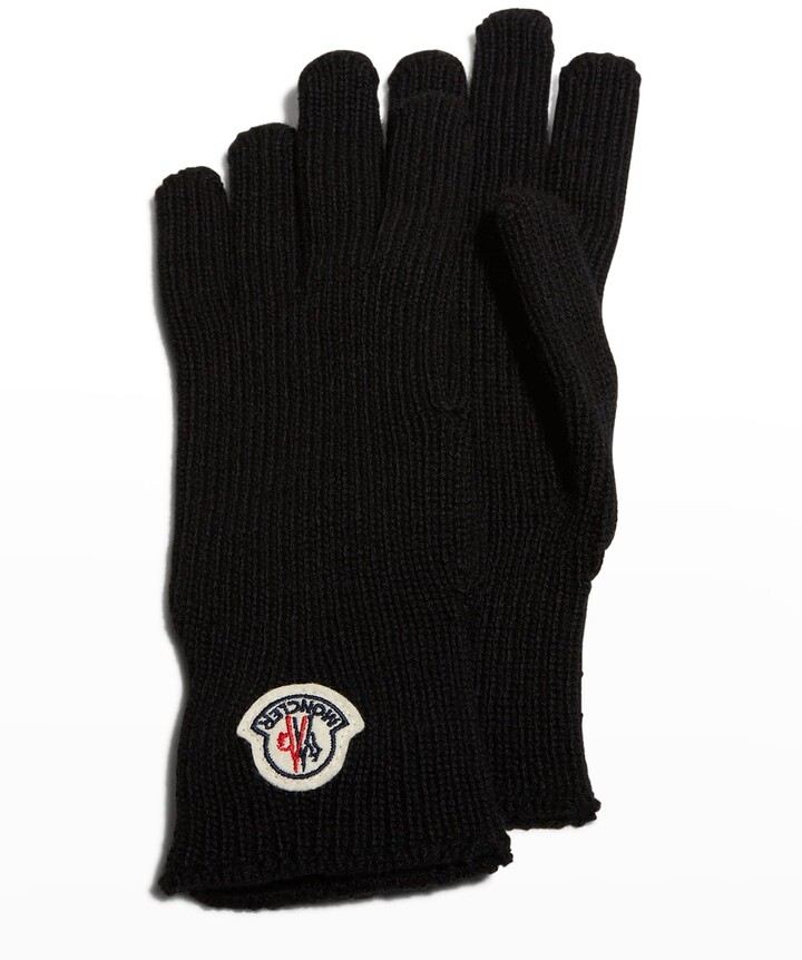 Moncler Men's Wool Gloves w/ Logo Patch - ShopStyle