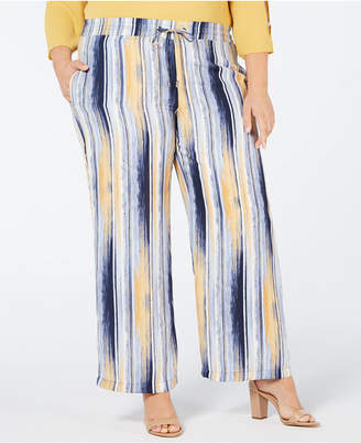 JM Collection Plus Size Tie-Waist Printed Pants, Created for Macy's