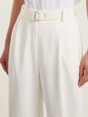 Moncler High-rise Crepe Cropped Trousers - Cream