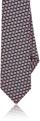 Barneys New York Men's Geometric-Pattern Silk Jacquard Necktie
