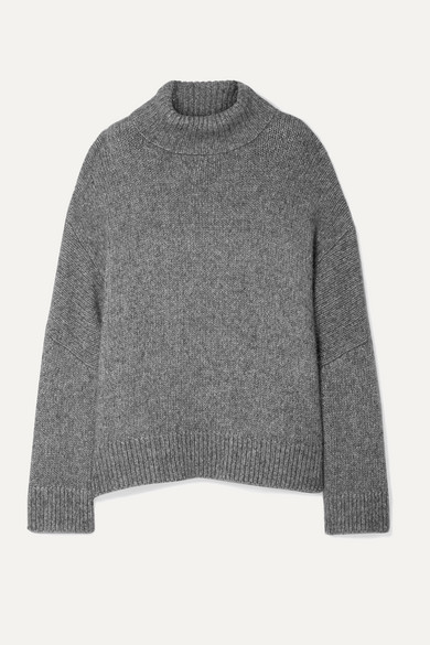 oversized gray turtleneck sweater