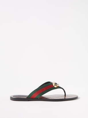 Gucci Kika Gg-buckle Web-stripe Leather Sandals - ShopStyle