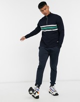 Thumbnail for your product : Jack and Jones Originals quarter zip stripe knitted jumper in navy