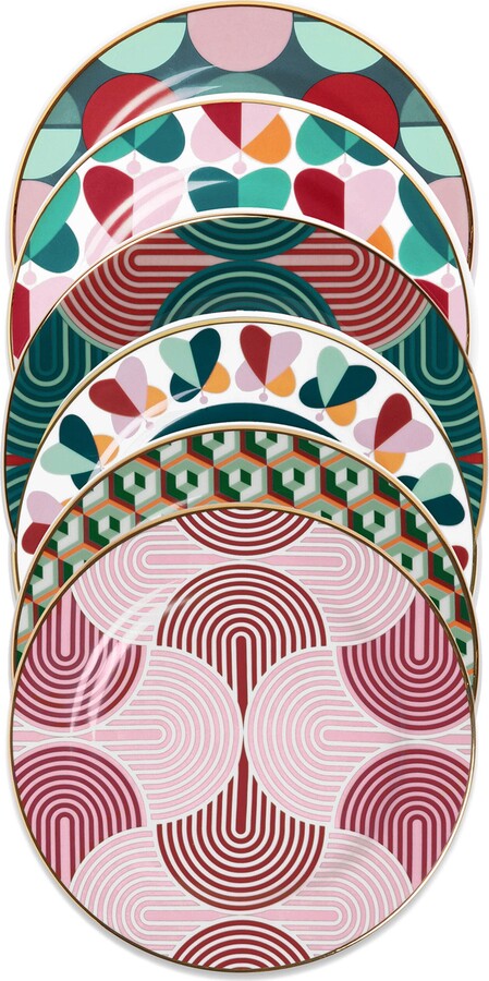 La DoubleJ Dessert Plates Set Of 6 Slinky Mix