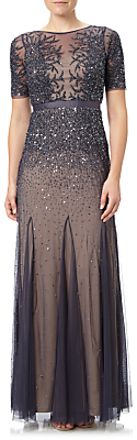 Adrianna Papell Fully Beaded Gown, Gunmetal