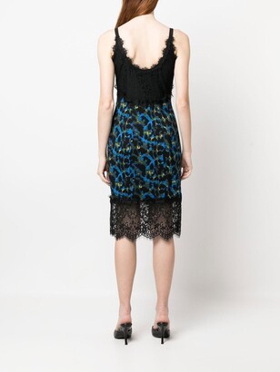 Diane von Furstenberg Leopard Print Lace-Trim Midi Dress