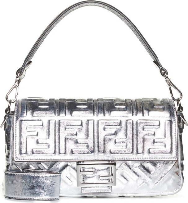 Fendi FF Embossed Foldover-Top Shoulder Bag