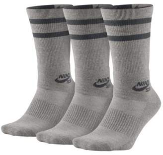 Nike SB Dry Crew Skateboarding Socks (3 Pair) Size Small (Black)