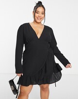 Thumbnail for your product : ASOS Curve ASOS DESIGN Curve wrap front mini dress in black
