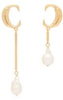 Thumbnail for your product : Chloé Darcey Baroque-pearl Mismatched Earrings - Womens - Gold