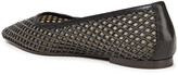 Thumbnail for your product : Brunello Cucinelli Bead-embellished Laser-cut Leather Point-toe Flats