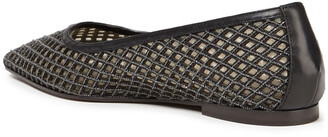Brunello Cucinelli Bead-embellished Laser-cut Leather Point-toe Flats