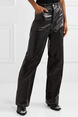 Helmut Lang Leather Wide-leg Pants - Black