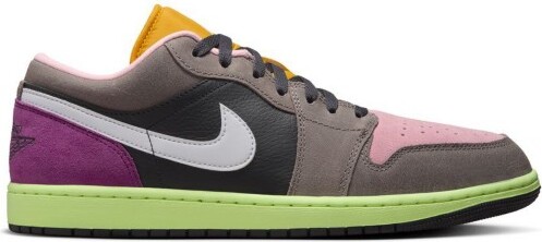 Jordan Men's 1 Low SE Sneakers 8.5 Regular Oil Grey/White/Cave Stone/Arctic Punch