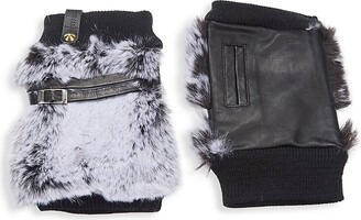Furlux Leather & Faux Fur Fingerless Glove