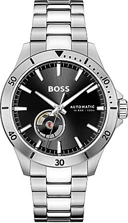 Men's Trooper Mechanic Automatic Black Dial Stainless Steel Bracelet Watch
