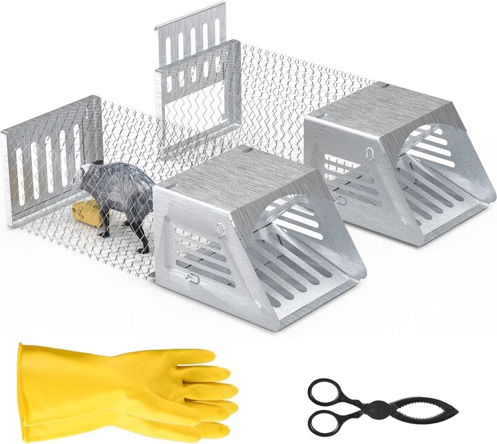 PESTLOK 2Pcs Humane Mouse Trap Cage No Assembly Need Automatic Continuous Rat Trap with Single Way Door Reusable Catch And Release Live Cage Trap for Rodents Moles Voles Mice