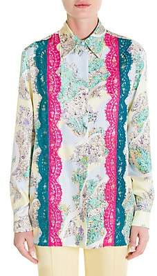 Emilio Pucci Women's Floral-Print Lace Inset Blouse