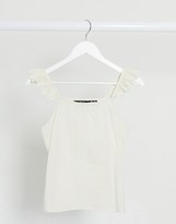 Thumbnail for your product : Vero Moda cotton cami top with broderie frill sleeves in cream