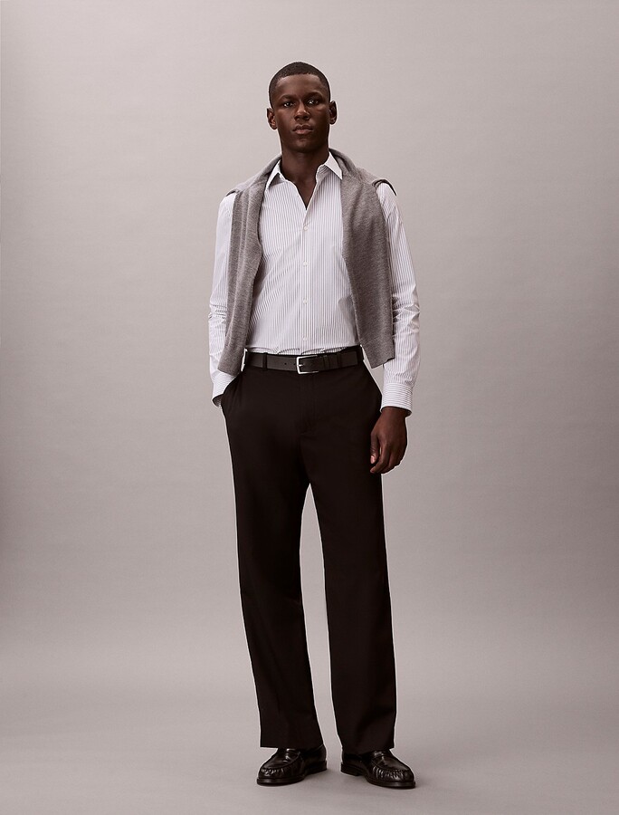 Calvin Klein Men's Stripe Tech Stretch Slim Button-Down Shirt