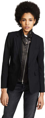 Veronica Beard Classic Jacket with Leather Dickey