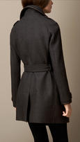 Thumbnail for your product : Burberry Leather Trim Wool Blend Wrap Coat